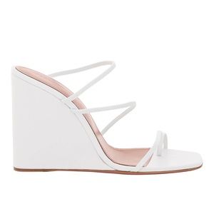 amina muaddi white wedges
